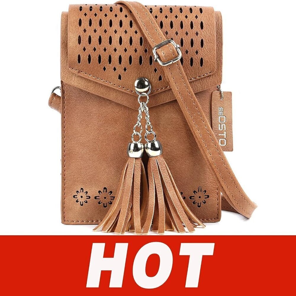 Small Crossbody Bag Synthetic Leather Compact Phone Wallet Purse Gift - Picture 8 of 8